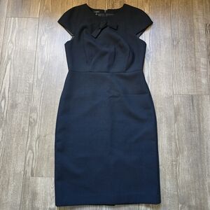 Talbots Dress Womens 6 Black Wool Blend Bow Neck Academia LBD Preppy Workwear
